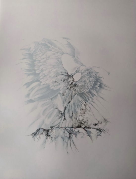 Mylène Fritchi-Roux « Cébenna » - 2023 - encre et crayon de couleur sur papier calque - 65 x 50 cm