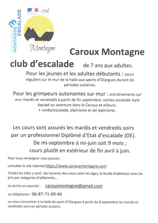 AFFICHE COURS ESCALADE 26/27