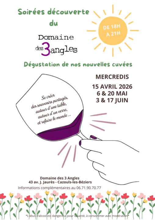SOIREES DECOUVERTES DEGUSTATION AU DOMAINE DES 3 ANGLES 2026
