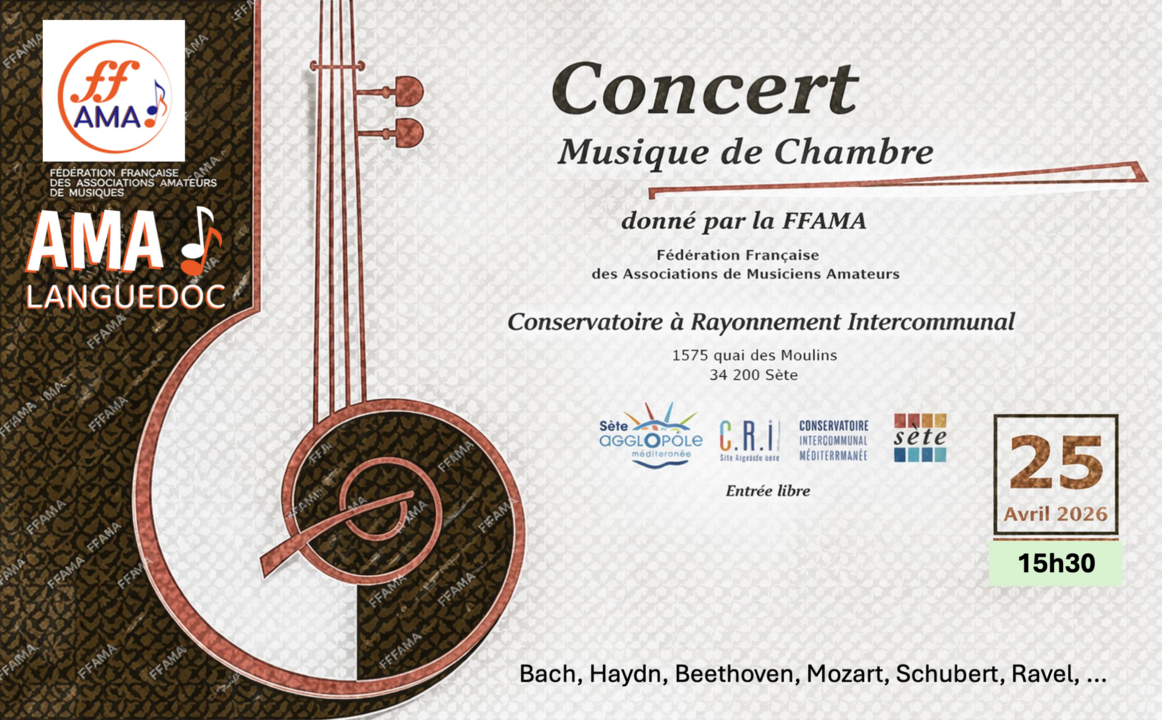 CONCERT DE MUSIQUE DE CHAMBRE DE LA FFAMA AU CONSERVATOIRE DE SÈTE