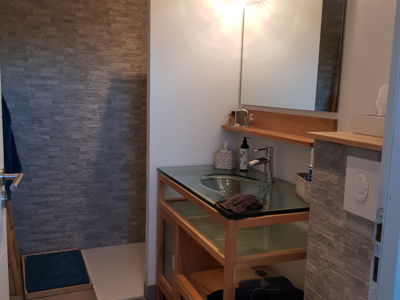 Salle de Douche / vasque en verre/wc