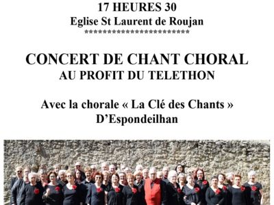 CONCERT DE CHANT CHORAL AU PROFIT DU TÉLÉTHON Le 17 nov 2024