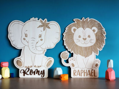 Animal en bois personnalisé avec prénom