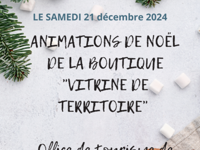 ANIMATIONS DE NOËL DE LA BOUTIQUE "VITRINE DE TERRITOIRE"... Du 30 nov au 21 déc 2024