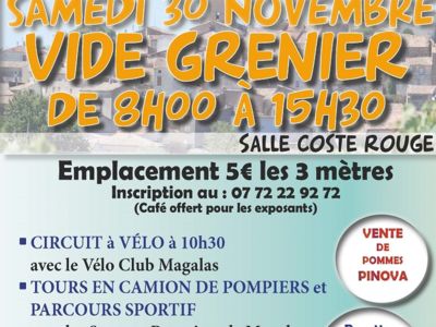 VIDE-GRENIER - TÉLÉTHON MAGALAS Le 30 nov 2024