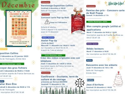MÉDIATHÈQUE DES MATELLES - ANIMATIONS DÉCEMBRE Du 1 au 31 déc 2024