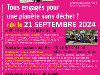 WORLD CLEAN UP DAY Le 21 sept 2024