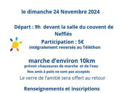 MARCHE POUR LE TÉLÉTHON Le 24 nov 2024