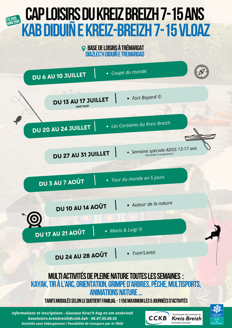 Programme Cap Loisirs du Kreiz Breizh