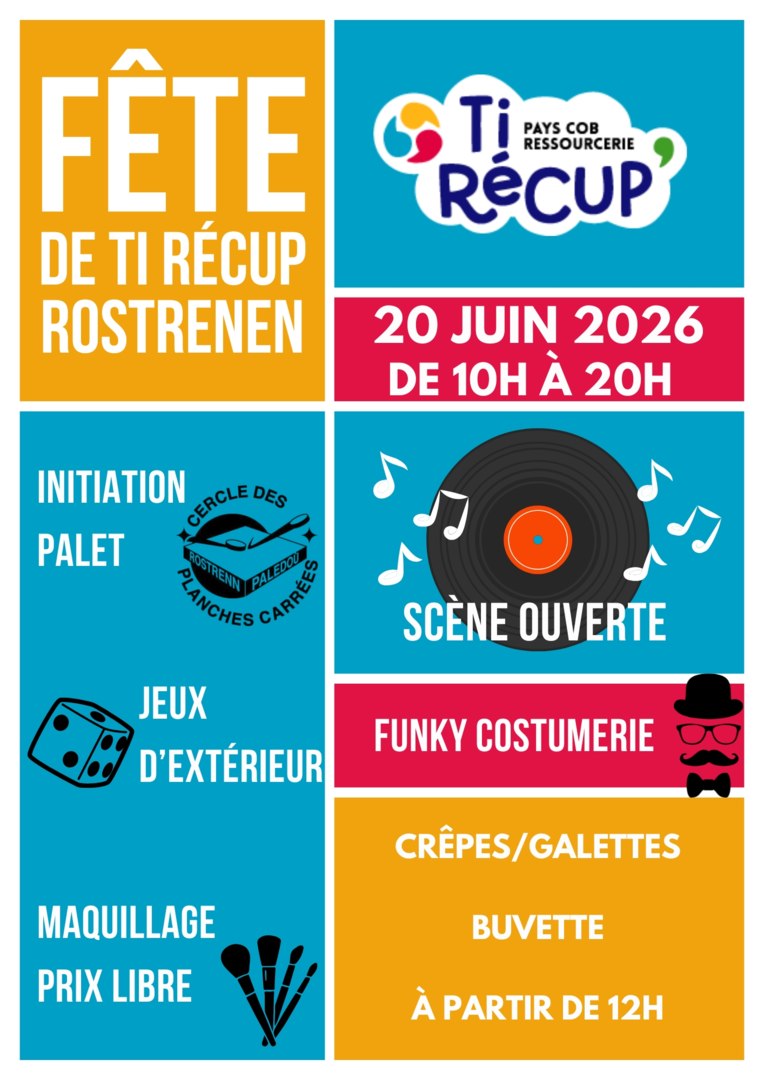 Ouvrir la diaporama affiche fête Ti Récup' Rostrenen 20 juin 2026