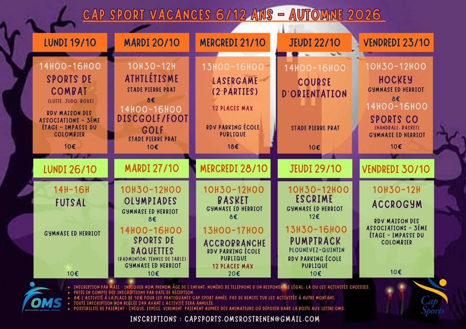 Ouvrir la diaporama Planning Cap Sports Vacances Automne