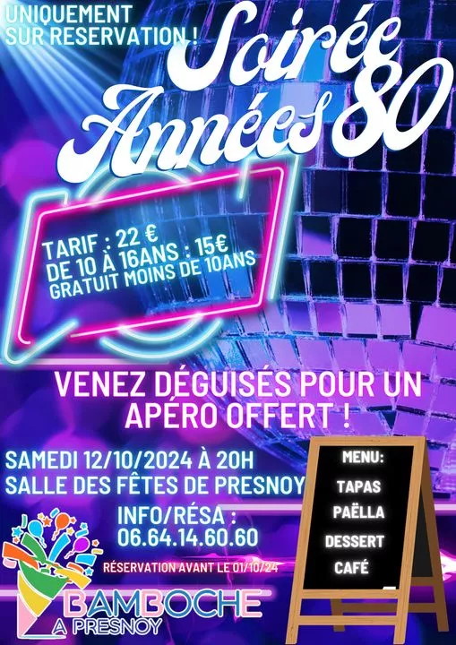 Soirée année 80 COMPLET Le 12 oct 2024