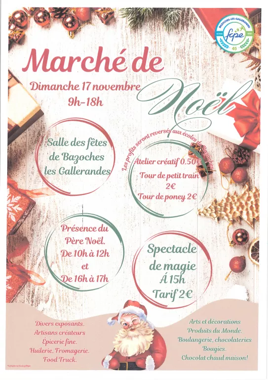 Marché de Noël à Bazoches-les-Gallerandes Le 17 nov 2024