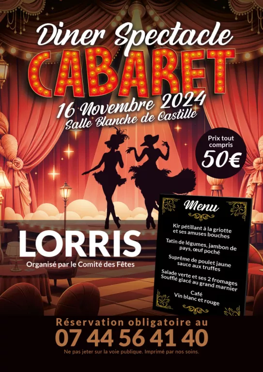 Dîner Spectacle Cabaret Le 16 nov 2024