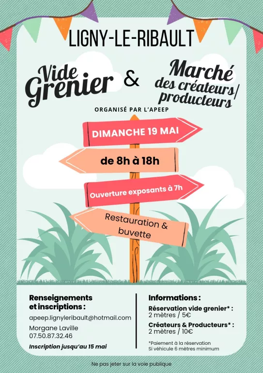 Vide-Grenier & Marché de créateurs • Ligny... Le 19 mai 2024