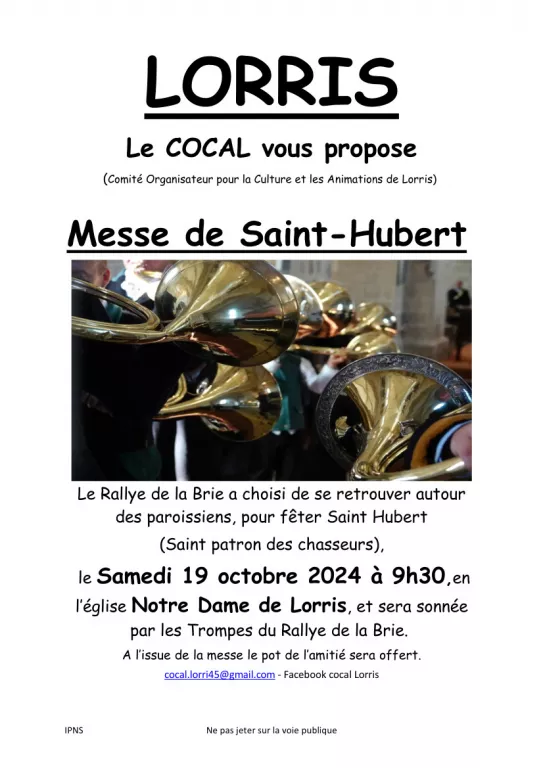 Messe de Saint Hubert Le 19 oct 2024