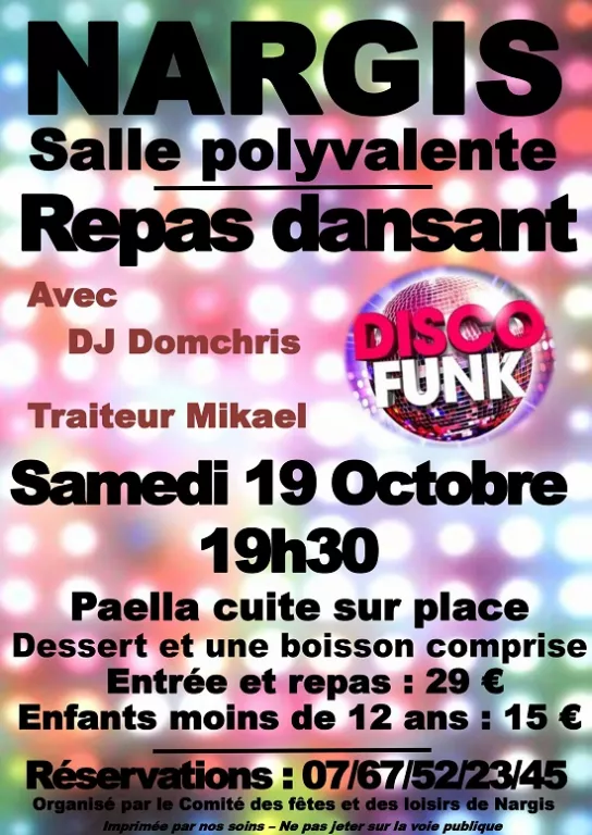 Repas dansant disco-funk Le 19 oct 2024