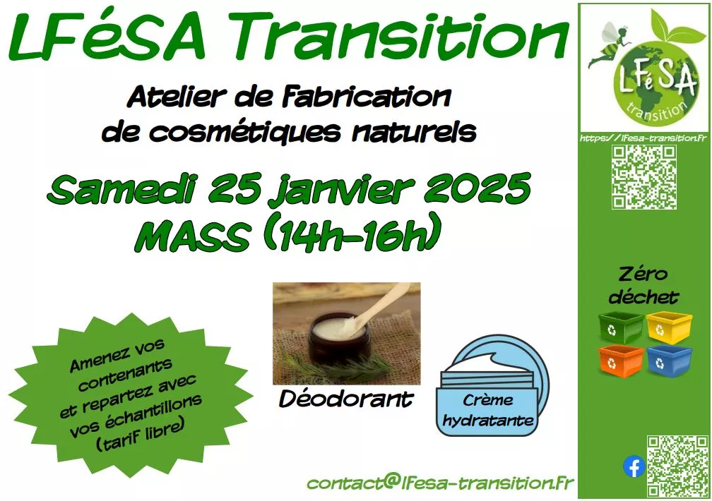 Atelier de fabrication de cosmétiques naturels Le 25 janv 2025