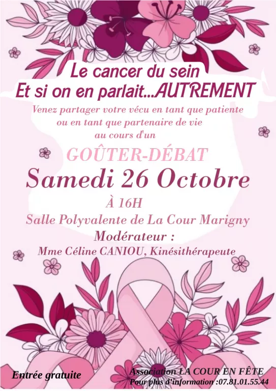 Goûter-Débat : "Le cancer du sein et si on en parlait...... Le 26 oct 2024