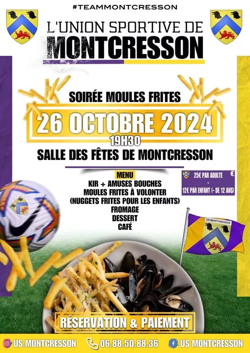 Soirée moules/frites Le 26 oct 2024