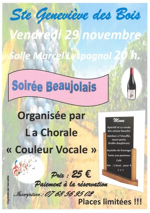 Soirée Beaujolais Le 29 nov 2024