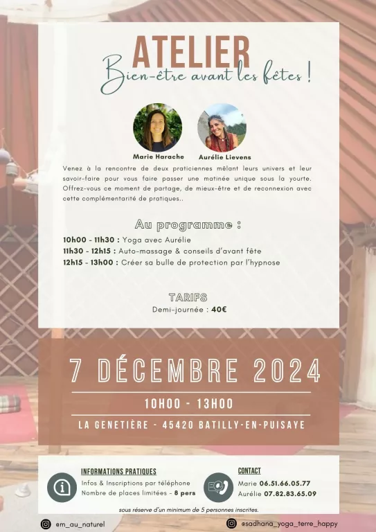 Atelier bien-être avant les fêtes sous la Yourte Du 7/12/2024 au 19/1/2025