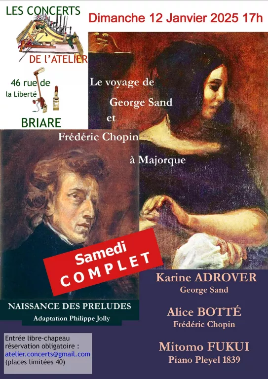 Concert "Le voyage de George Sand et Frédéric Chopin... Le 12 janv 2025