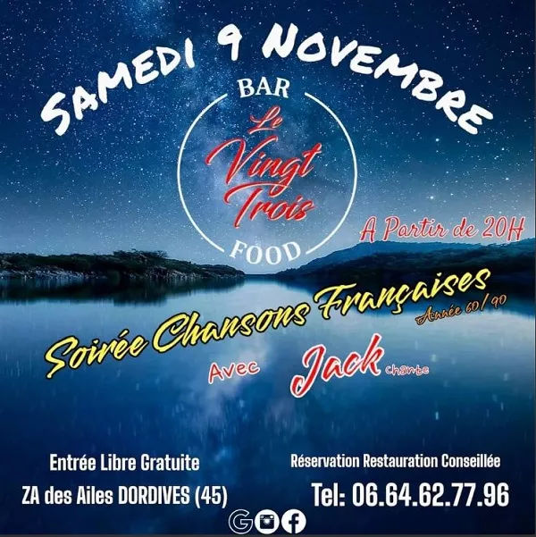 Soirée chansons françaises au Vingt Trois Le 9 nov 2024