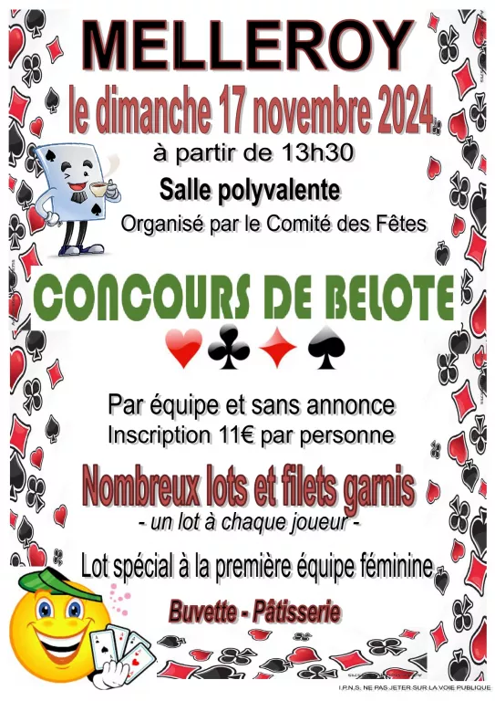 Concours de Belote Le 17 nov 2024