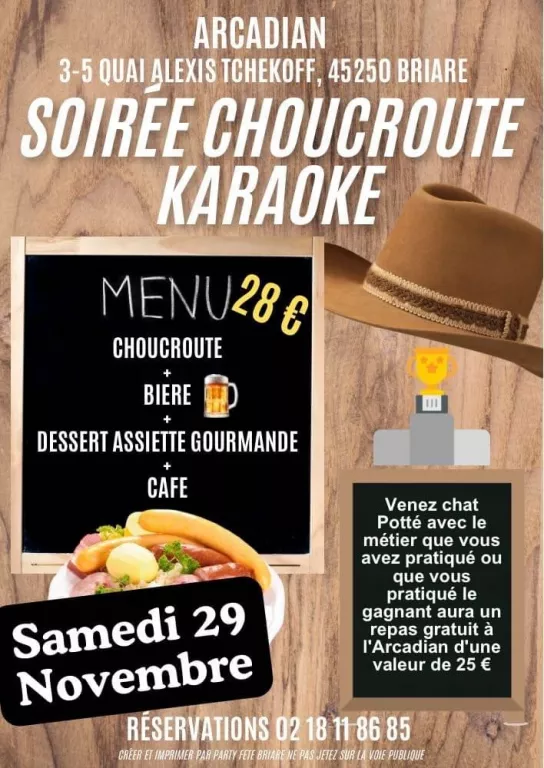 Soirée choucroute et karaoké Le 29 nov 2024