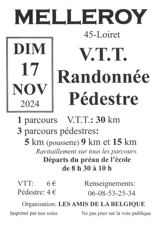 Randonnées Pédestre & VTT Le 17 nov 2024