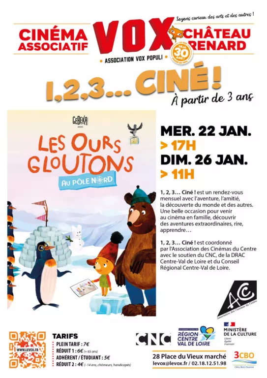 1, 2, 3... Ciné ! "Les Ours Gloutons au Pôle Nord" Du 22 au 26 janv 2025