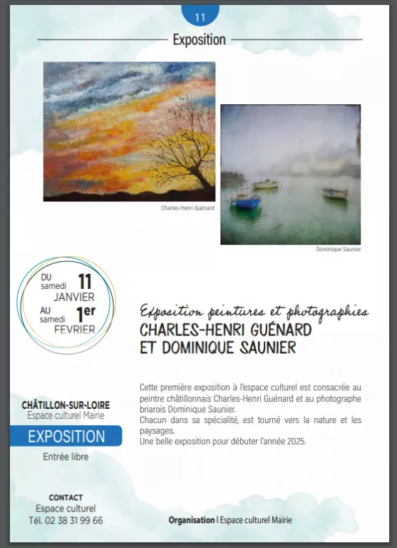 Exposition peintures et photographie de Charles-Henri Guénard... Du 13 au 27 janv 2025