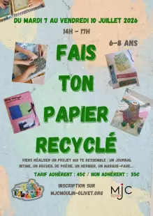 Stage Les rois de la débrouille : fabrique ton livret en papier recyclé (6 à 8 ans)(âge max modifiab