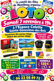Loto du Comité des fêtes de Montbouy