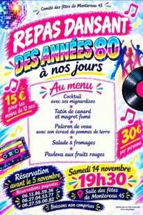 Repas dansant des années 80 à nos jours