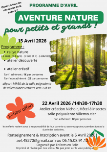 Rallye nature, atelier découverte, atelier créatif