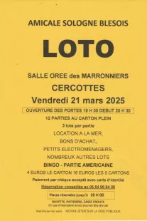 LOTO à Cercottes le 21 mars 2025