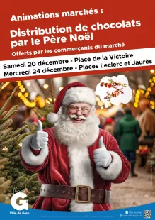 Animation Marché : Distribution de chocolats par le Père Noël