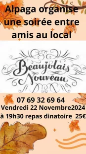 Soirée Beaujolais nouveau repas dinatoire