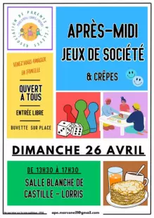 Après-midi jeux de société et crêpes