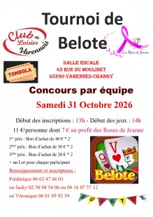 Belote au profit des Roses de Jeanne