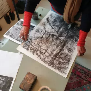 Atelier arbres au fusain