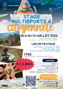 STAGE MULTI-SPORTS ET CITOYENNETÉ POUR LES 9 – 12 ANS ÉTÉ 2026