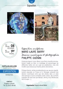 Exposition de sculptures de M.L Barry, de dessins numériques et photographies de P.Guénin