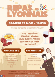Soirée Beaujolais Nouveau - Repas du lyonnais