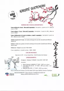 Reprise des cours de Karaté Shotokan - ESG Karaté