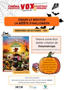 Projection du film d'animation : SHAUN le mouton - la bêêête d'Halloween