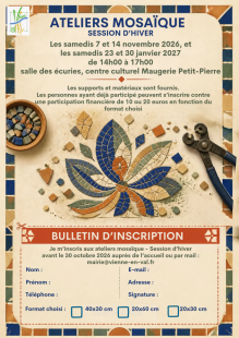 Ateliers Mosaïque - Session d'Hiver