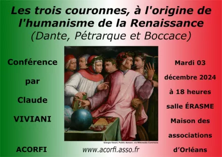 Les trois couronnes à l'origine de l'humanisme de la Renaissance (Dante, Pétrarque et Boccace)